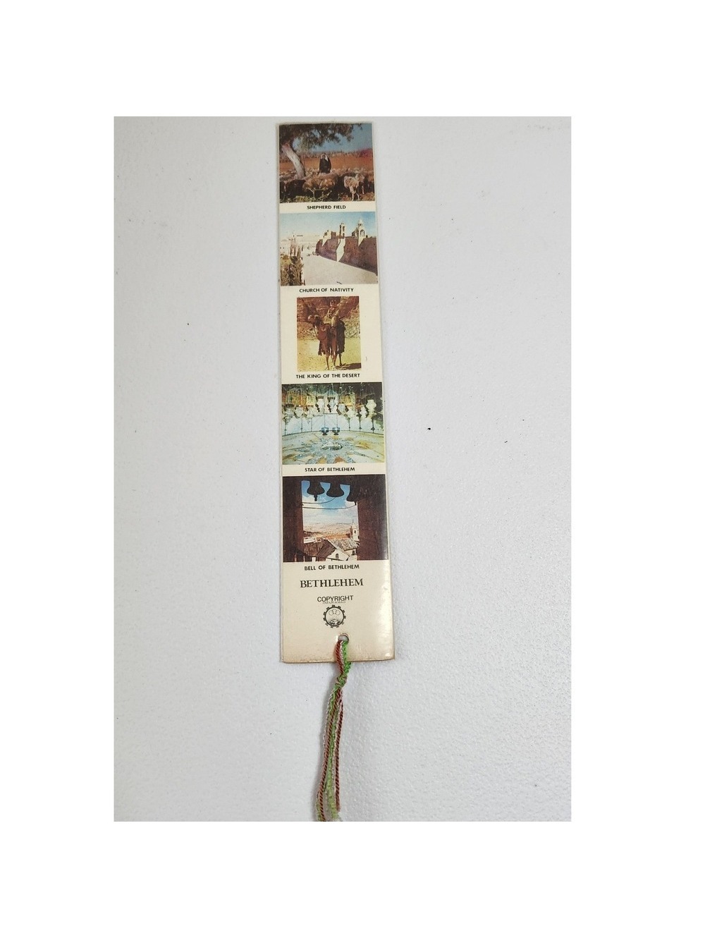 Vintage Bethlehem Holy Land Souvenir Bookmark Pressed Flowers Tassel Religious
